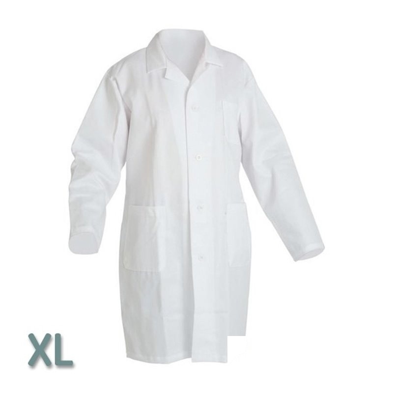 Halat de laborator de protecție – alb XL, 100% bumbac